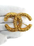 Chanel Gold Textured CC Brooch
