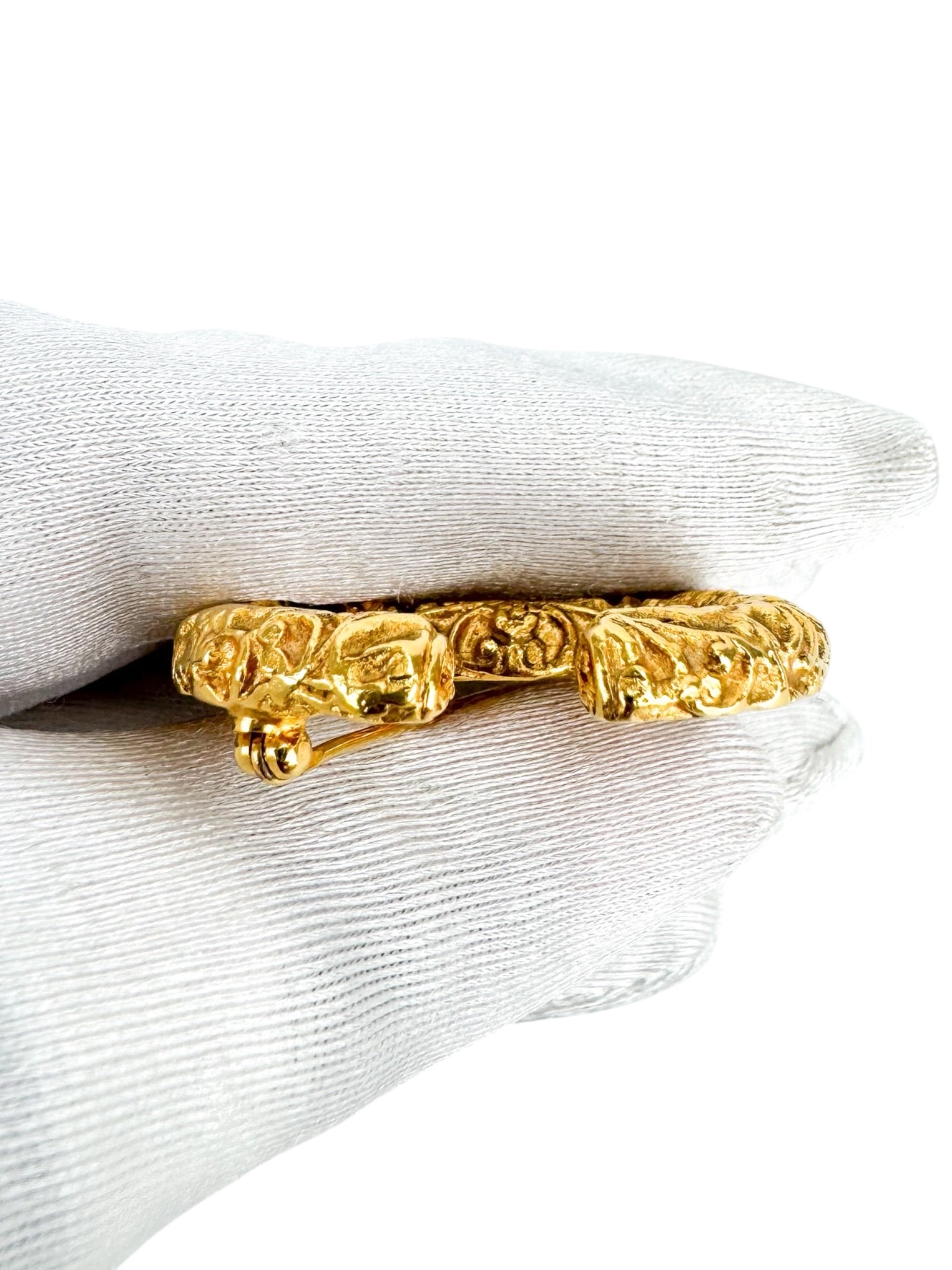 Chanel Gold Textured CC Brooch