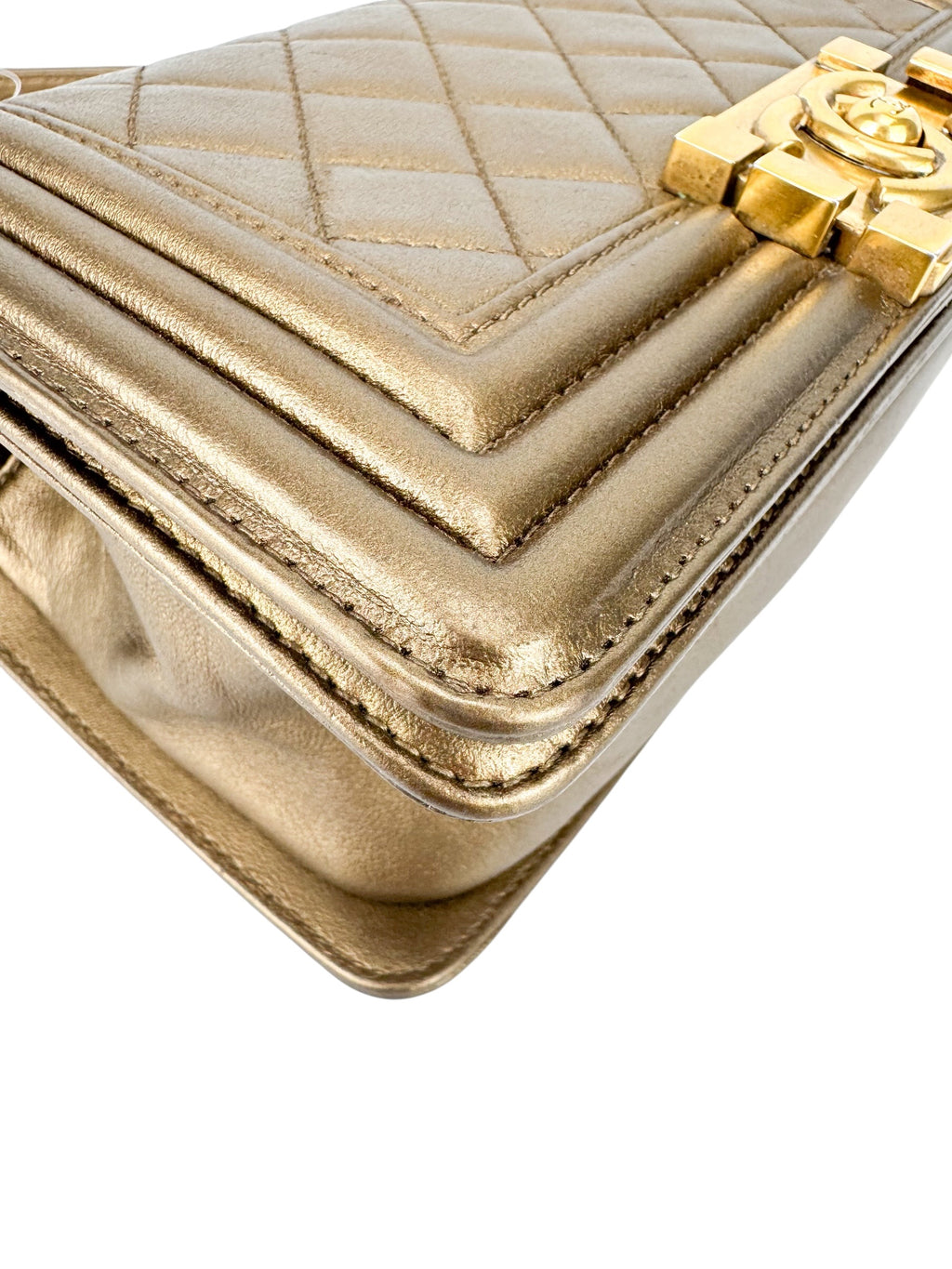 Chanel Metallic Bronze Calfskin Boy Bag Small