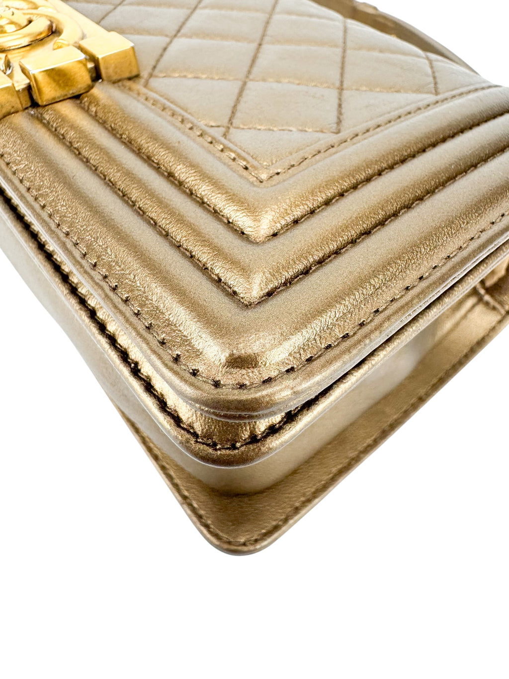 Chanel Metallic Bronze Calfskin Boy Bag Small