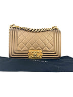 Chanel Metallic Bronze Calfskin Boy Bag Small