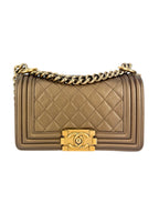 Chanel Metallic Bronze Calfskin Boy Bag Small