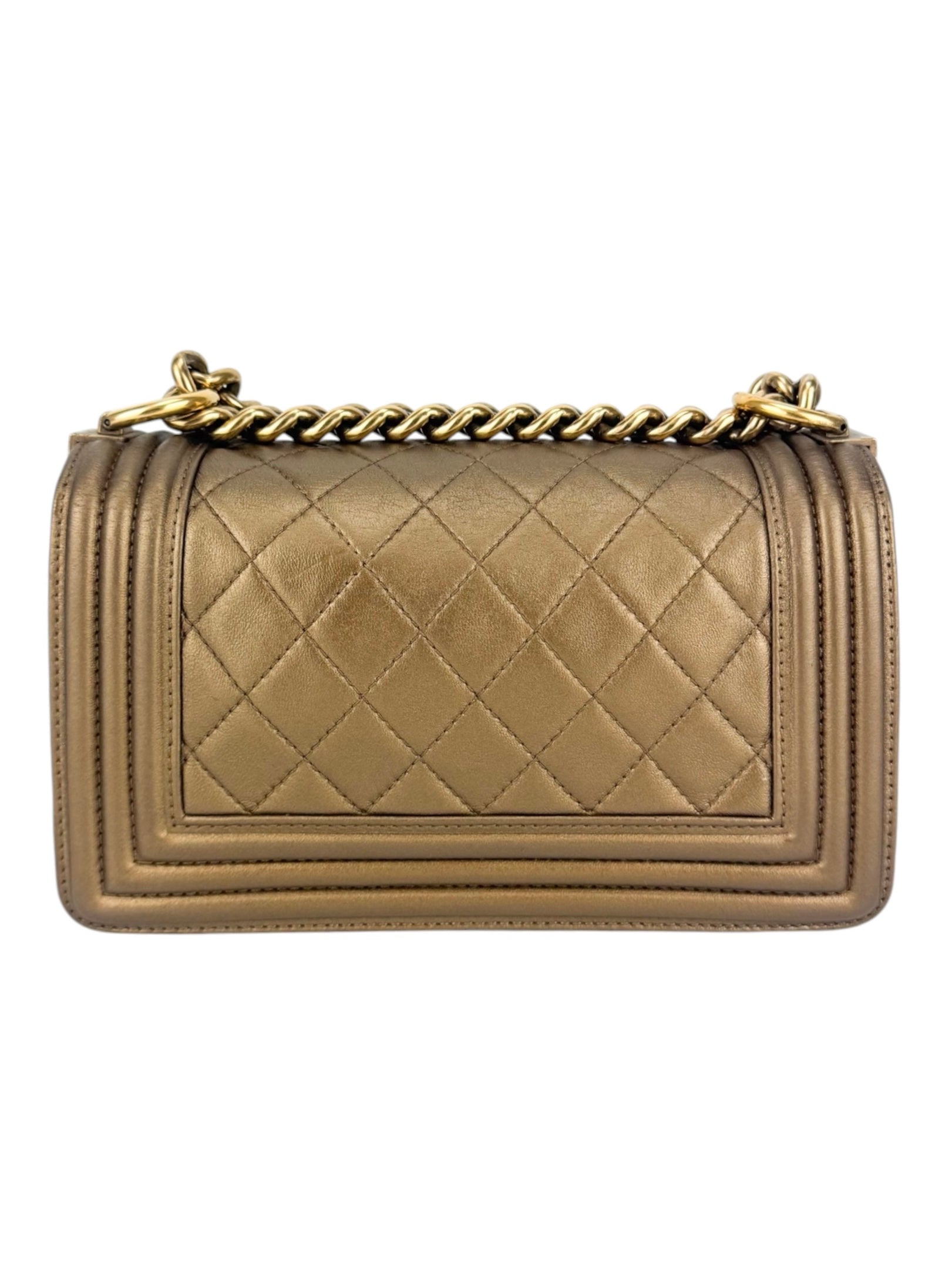 Chanel Metallic Bronze Calfskin Boy Bag Small