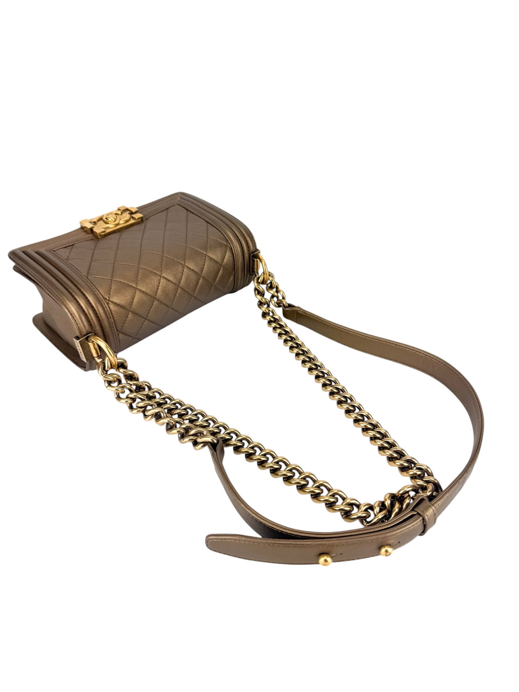 Chanel Metallic Bronze Calfskin Boy Bag Small