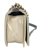 Chanel Bicolor Metallic Light Gold and Silver Calfskin Boy Bag Medium