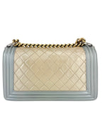 Chanel Bicolor Metallic Light Gold and Silver Calfskin Boy Bag Medium
