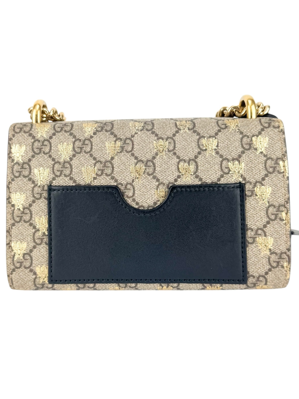 Gucci Brown, Beige and Black Coated Canvas GG Supreme Padlock Bag Small