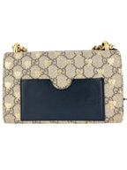 Gucci Brown, Beige and Black Coated Canvas GG Supreme Padlock Bag Small