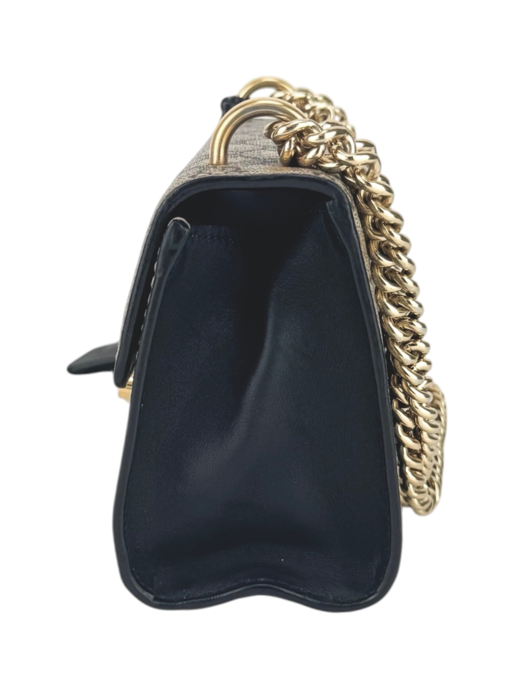 Gucci Brown, Beige and Black Coated Canvas GG Supreme Padlock Bag Small