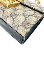 Gucci Brown, Beige and Black Coated Canvas GG Supreme Padlock Bag Small