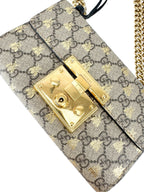 Gucci Brown, Beige and Black Coated Canvas GG Supreme Padlock Bag Small