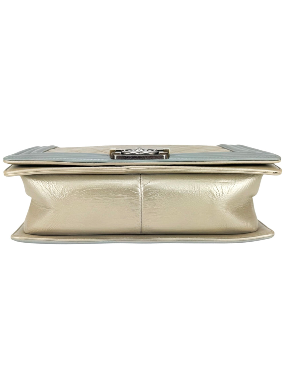 Chanel Bicolor Metallic Light Gold and Silver Calfskin Boy Bag Medium