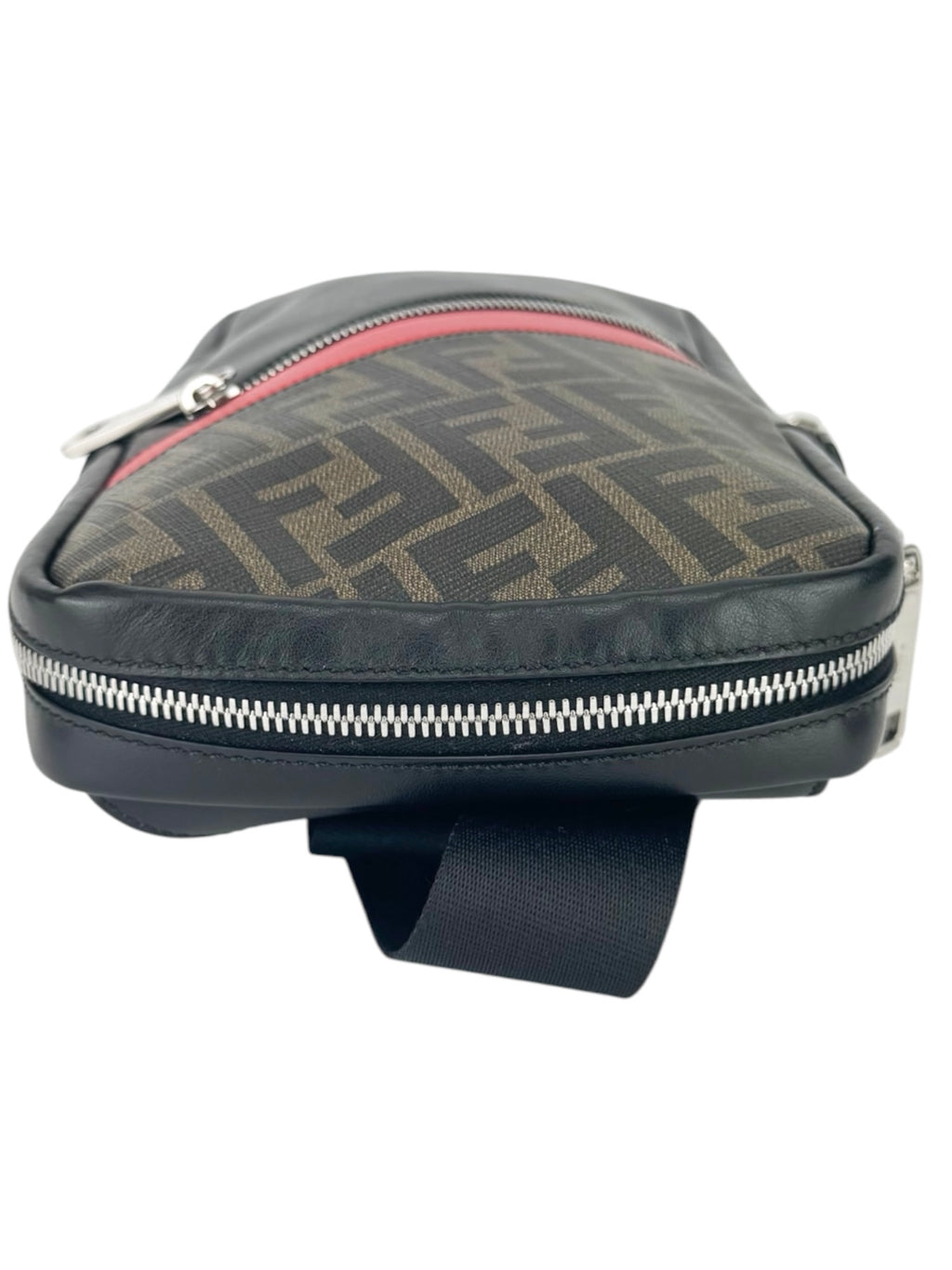Fendi Black, Brown and Red Leather Zucca Sling Bag