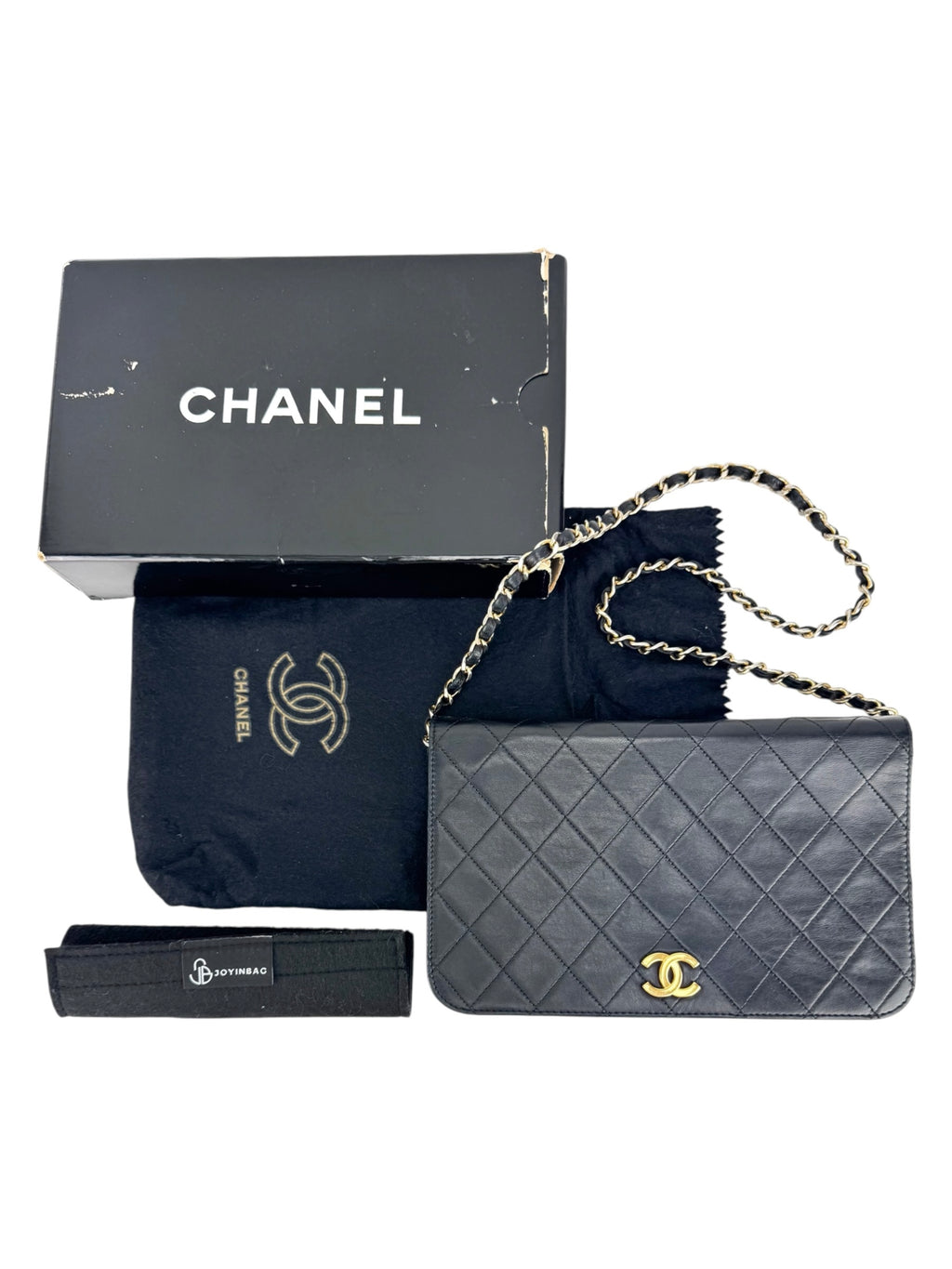 Chanel Vintage Black Lambskin Quilted Full Flap Bag