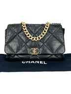 Chanel Black Lambskin Leather 19 Large