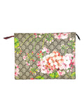 Gucci Pink and Beige Coated Canvas GG Supreme Blooms Pouch