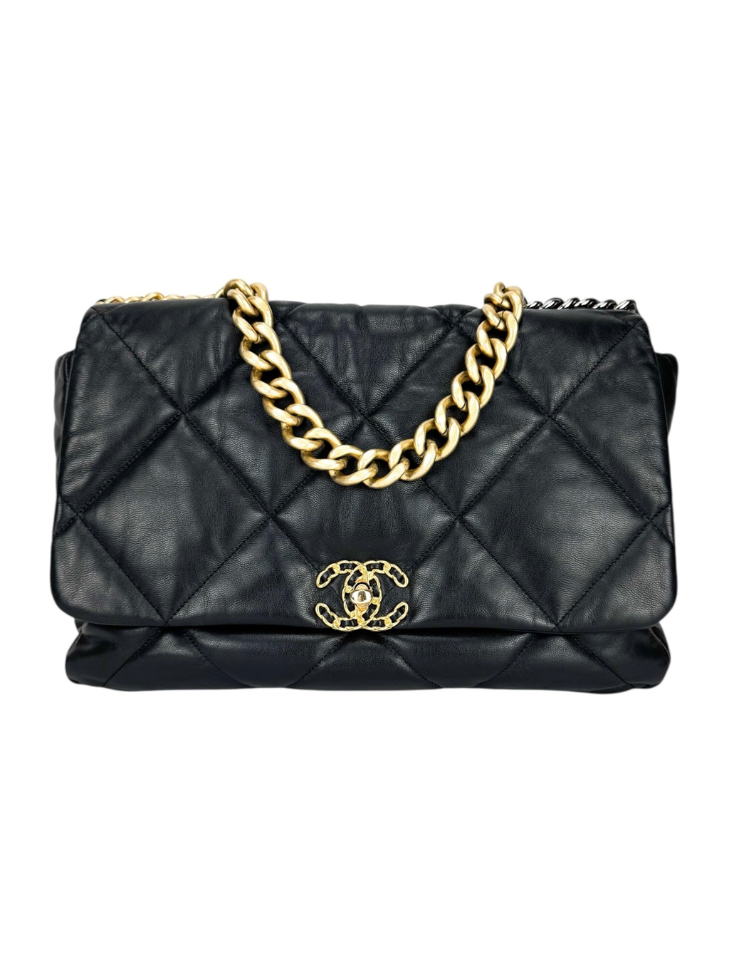 Chanel Black Lambskin Leather 19 Large