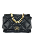 Chanel Black Lambskin Leather 19 Large