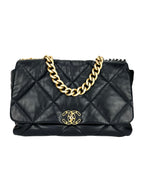 Chanel Black Lambskin Leather 19 Large