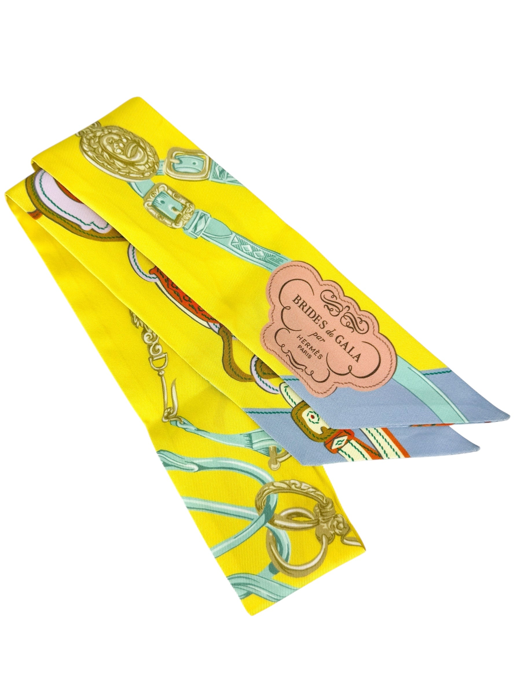 Hermes Yellow Bride de Gala Silk Twilly