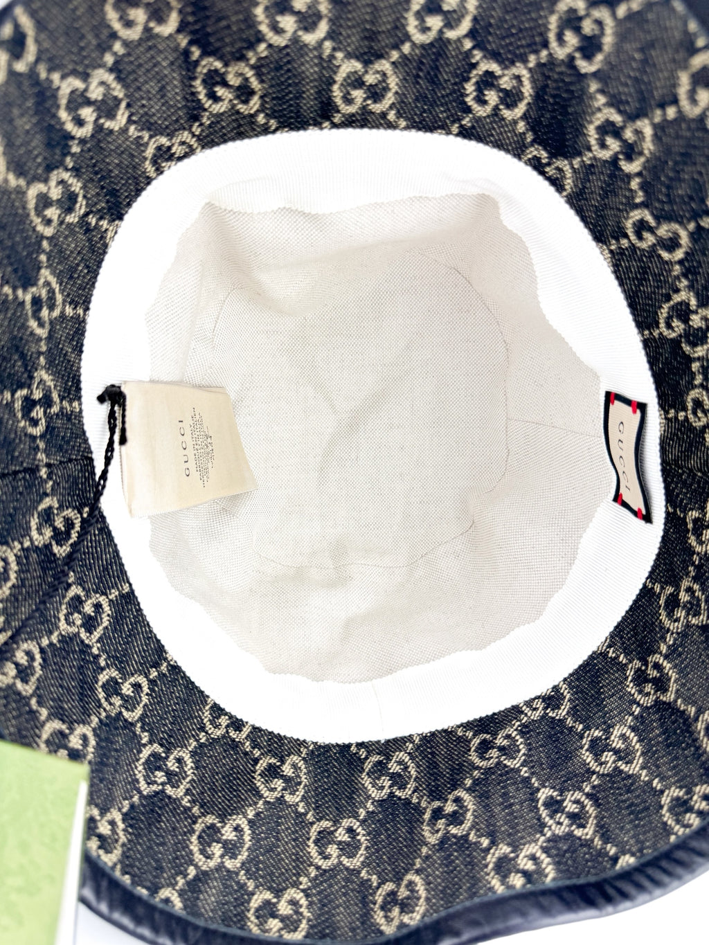 Gucci Black Denim and Leather Bucket Hat L