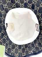 Gucci Black Denim and Leather Bucket Hat L
