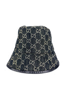 Gucci Black Denim and Leather Bucket Hat L