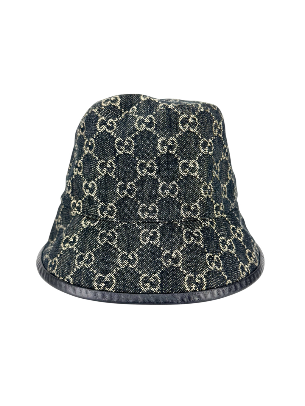 Gucci Black Denim and Leather Bucket Hat L