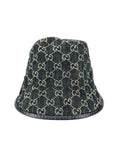 Gucci Black Denim and Leather Bucket Hat L
