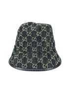 Gucci Black Denim and Leather Bucket Hat L