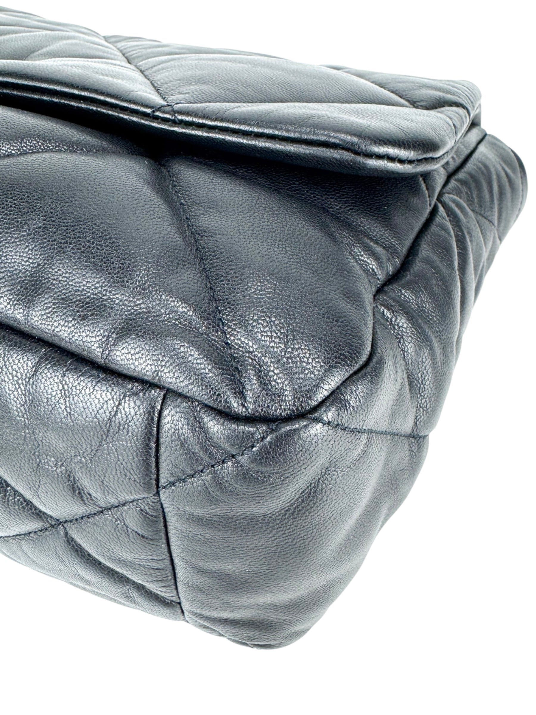 Chanel Black Lambskin Leather 19 Large