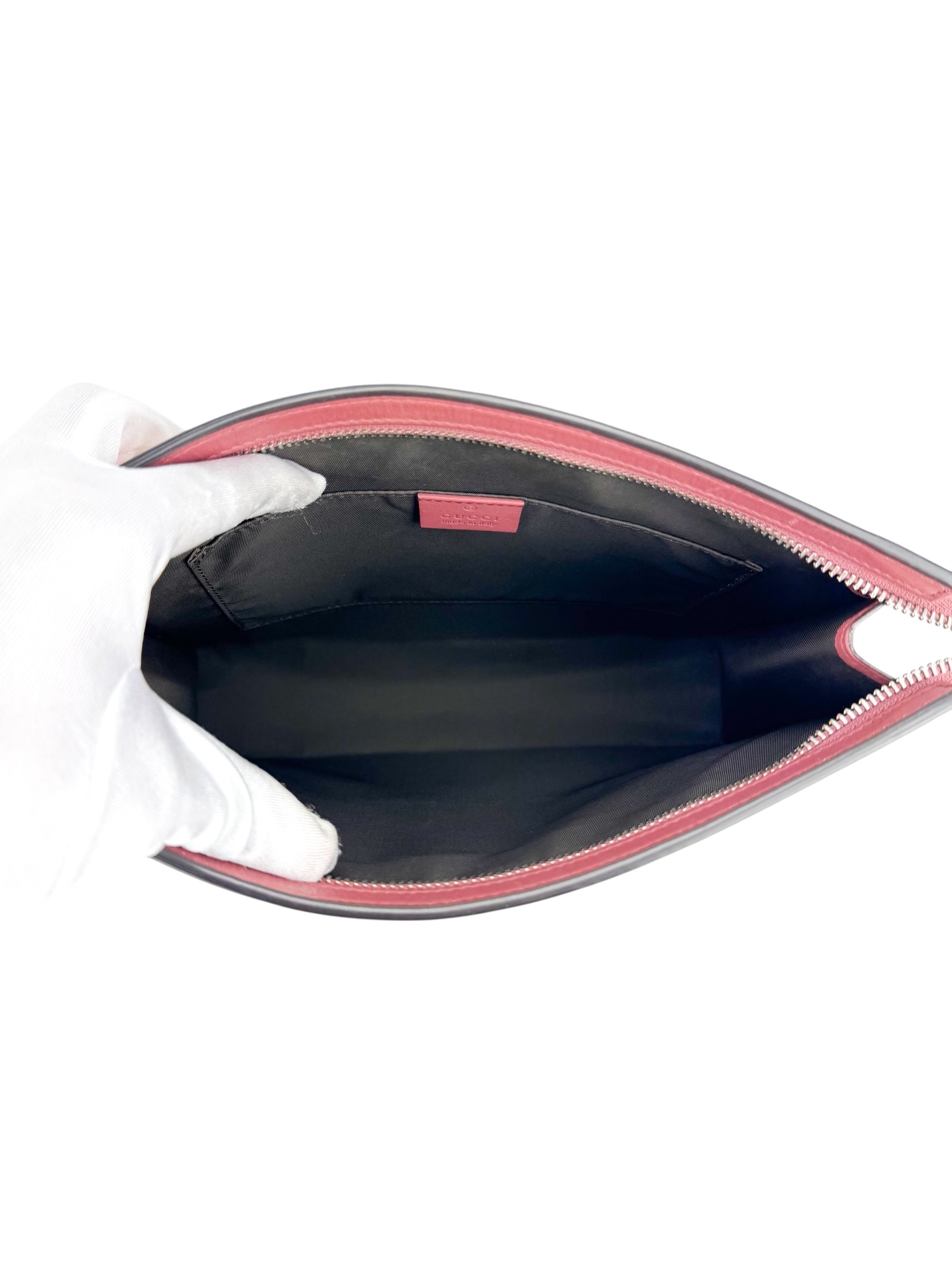 Gucci Pink and Beige Coated Canvas GG Supreme Blooms Pouch