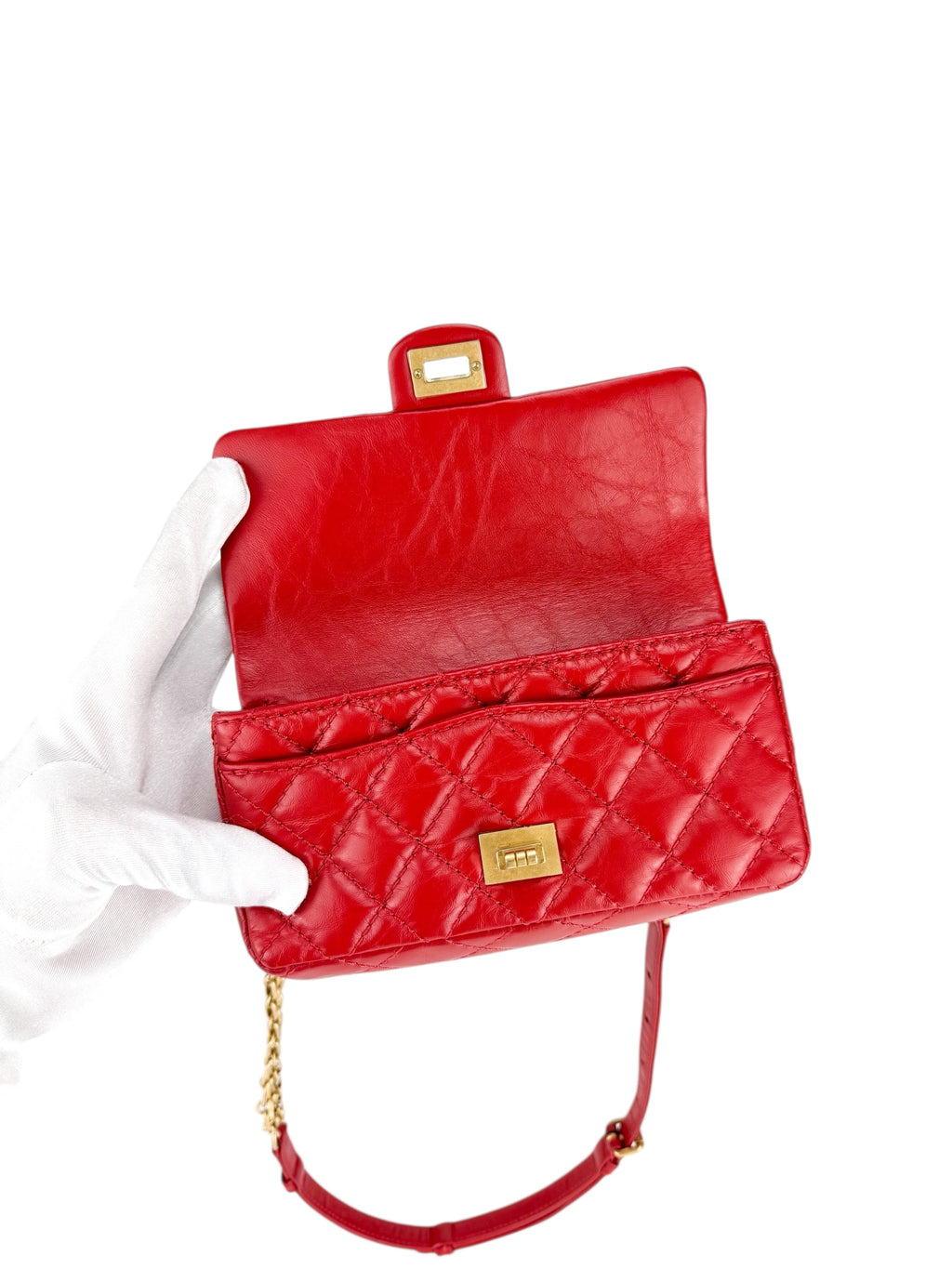 Chanel Red Lambskin Leather Reissue 2.55 Belt Bag