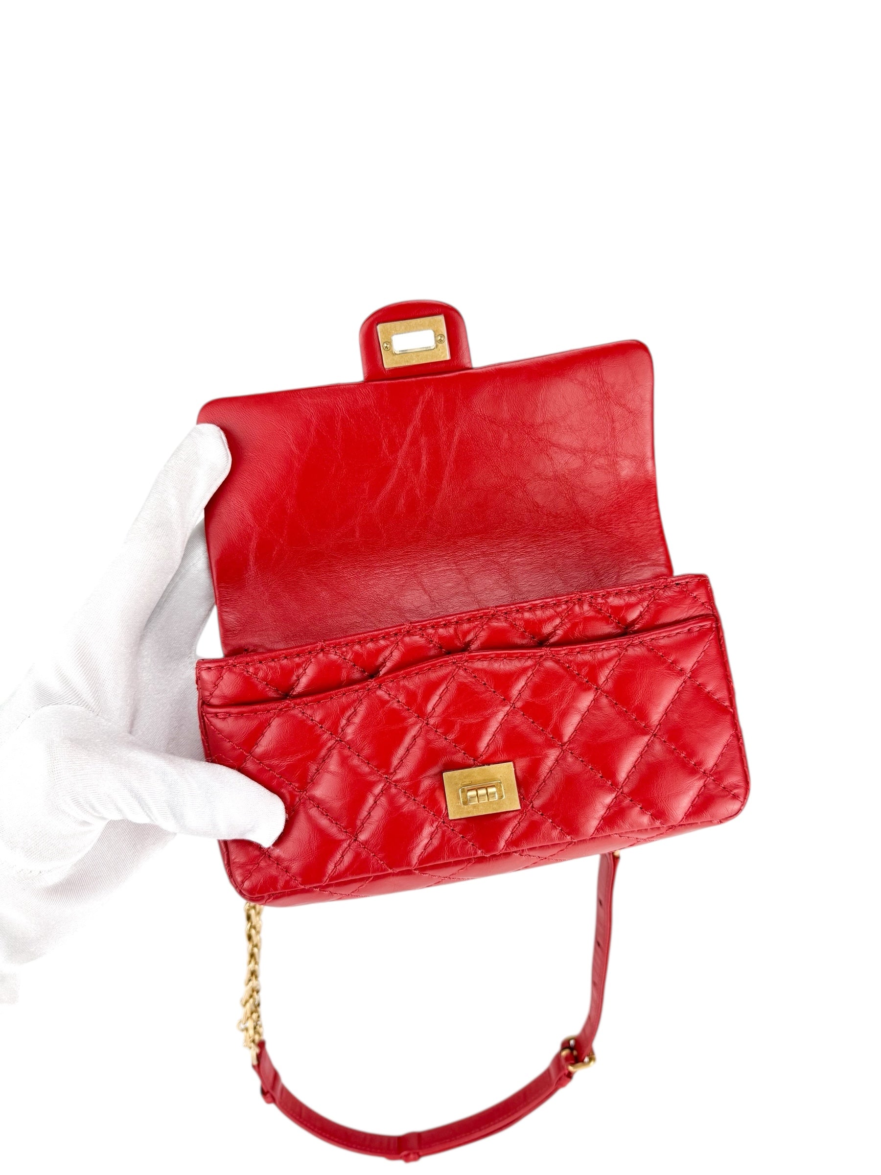 Chanel Red Lambskin Leather Reissue 2.55 Belt Bag