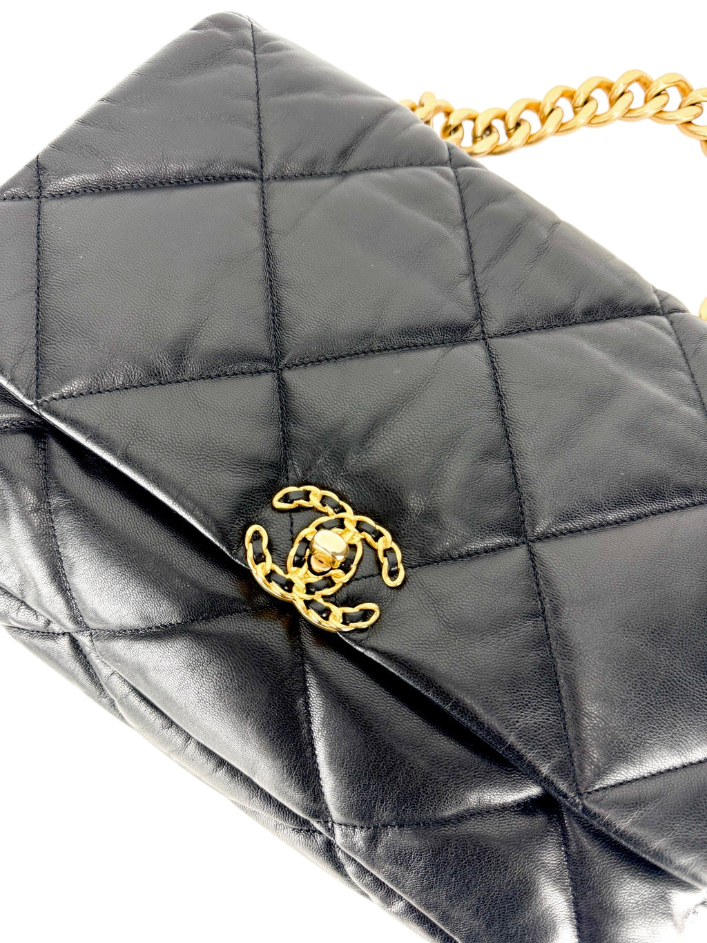 Chanel Black Lambskin Leather 19 Large