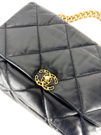Chanel Black Lambskin Leather 19 Large