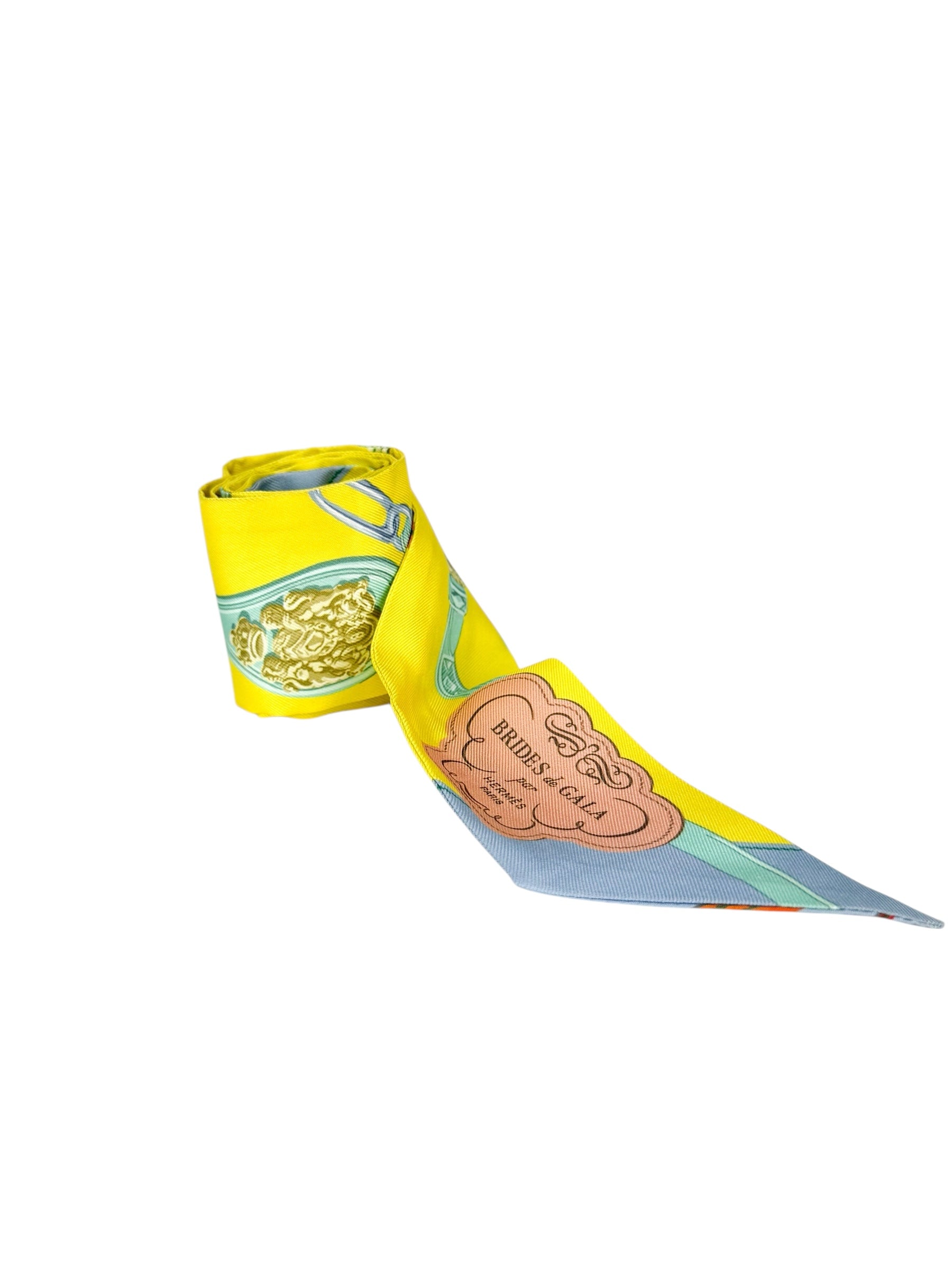 Hermes Yellow Bride de Gala Silk Twilly
