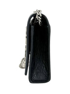 Saint Laurent Black Leather Croc Embossed Kate Tassel Bag Small