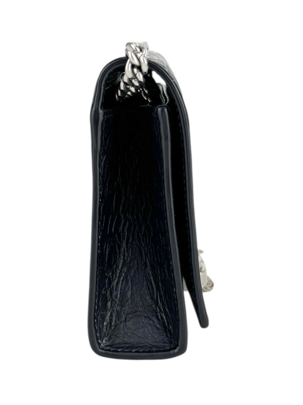 Saint Laurent Black Leather Croc Embossed Kate Tassel Bag Small