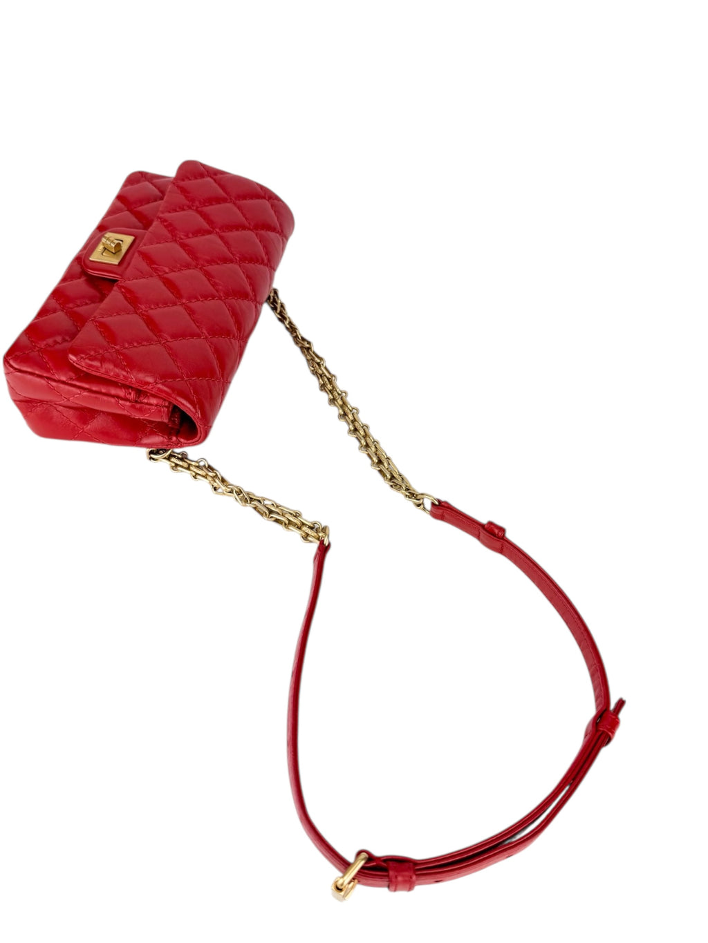 Chanel Red Lambskin Leather Reissue 2.55 Belt Bag
