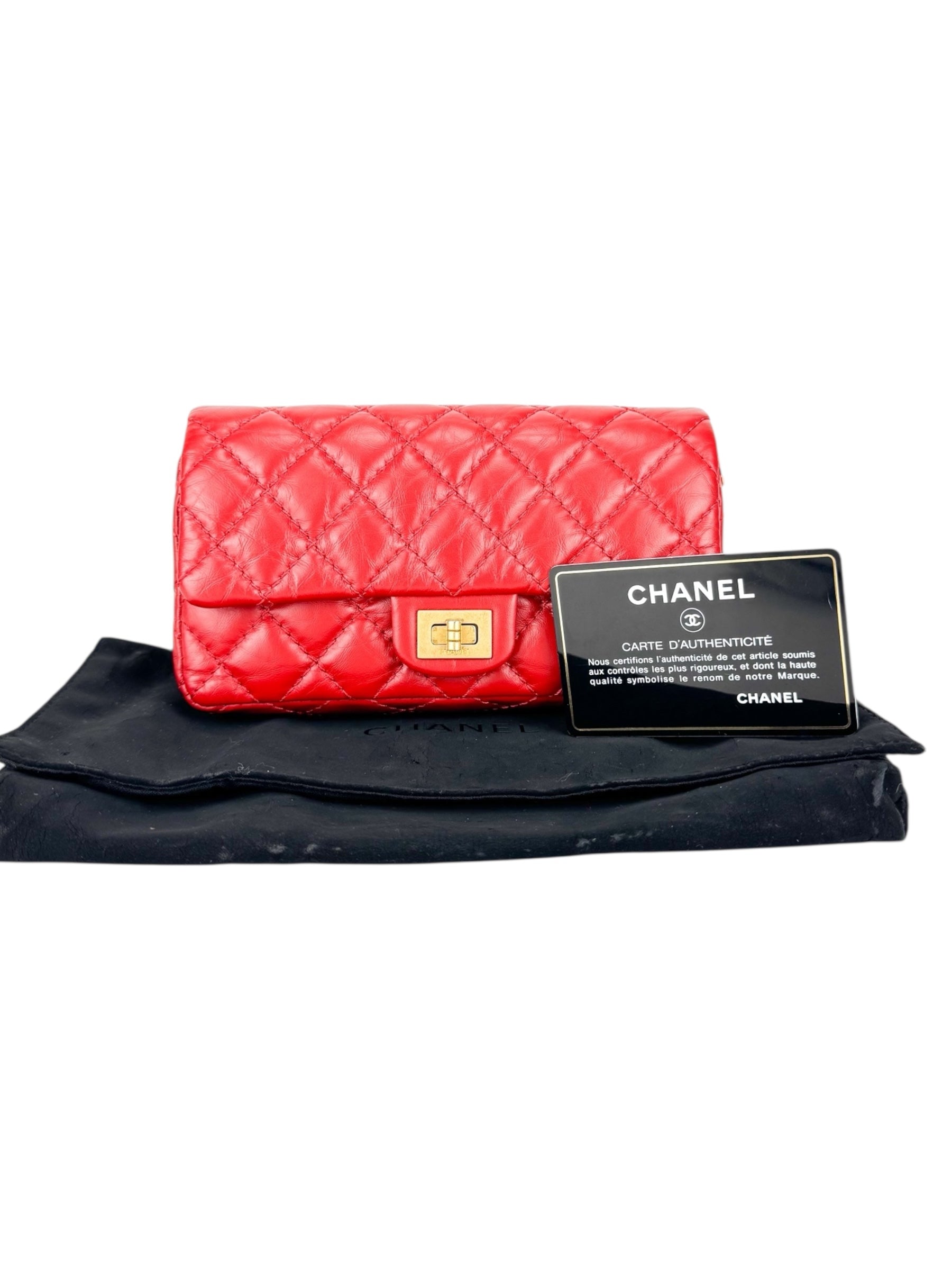 Chanel Red Lambskin Leather Reissue 2.55 Belt Bag