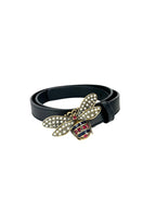 Gucci Black Leather Bee Belt 80/32