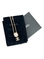 Chanel Champagne Gold Rhinestone and Pearl Coco Necklace