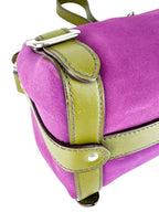 Prada Purple and Olive Green Suede and Leather Shoulder Bag