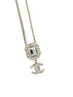 Chanel Champagne Gold Rhinestone and Pearl Coco Necklace