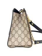 Gucci Light Beige and Black Coated Canvas GG Supreme Padlock Tote Medium