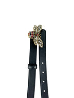 Gucci Black Leather Bee Belt 80/32