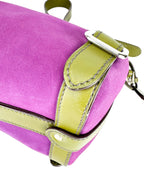 Prada Purple and Olive Green Suede and Leather Shoulder Bag
