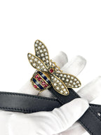 Gucci Black Leather Bee Belt 80/32