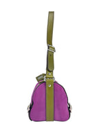 Prada Purple and Olive Green Suede and Leather Shoulder Bag